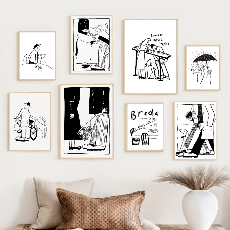 Home Office Romance Manga - 1pc Scandinavian Minimalist Art Poster Modern