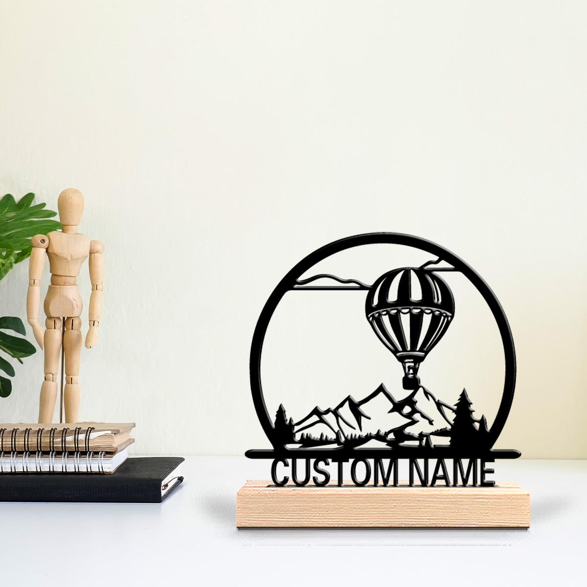 Home Office Art - 1pc Hot air balloon Customized Name