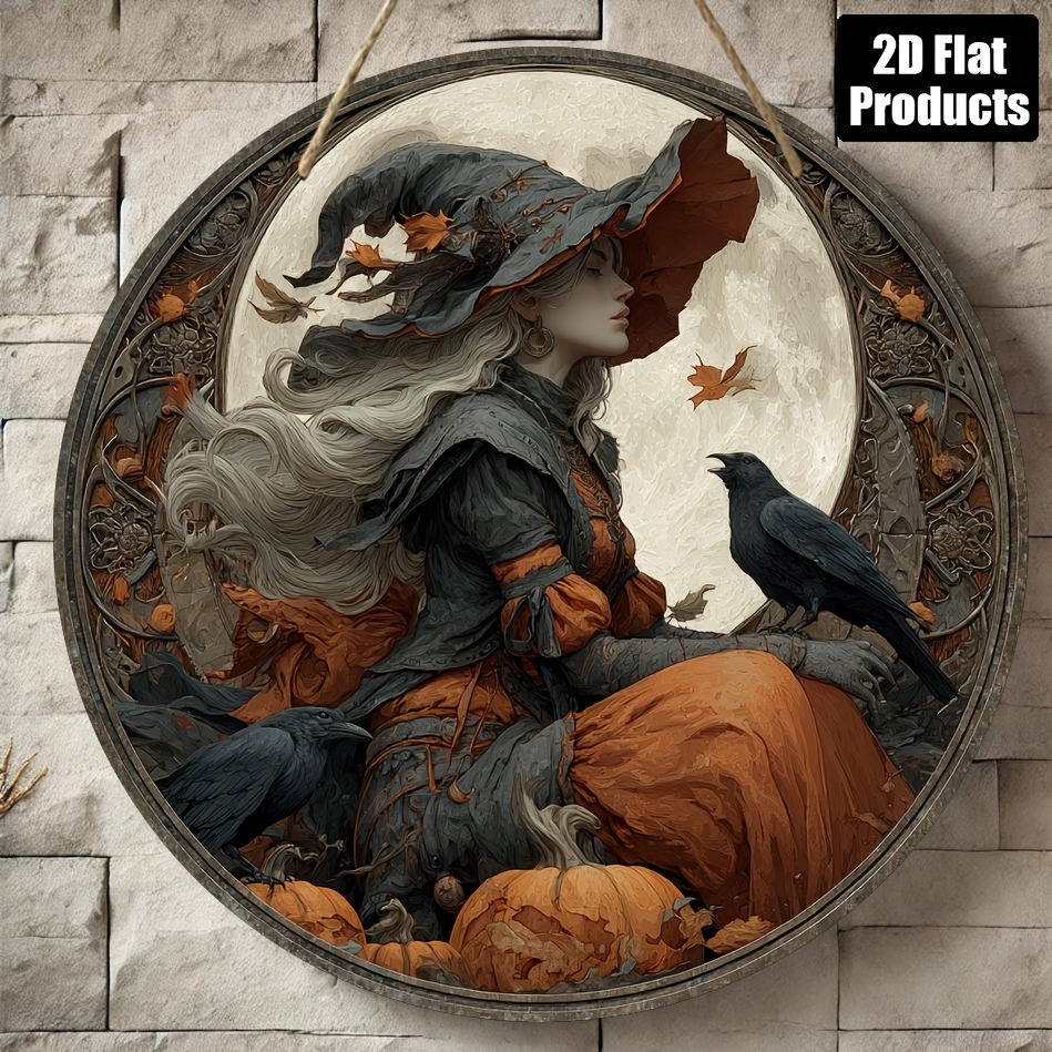Home Office Ye - 2D Flat, 1pc Vintage Witch-Themed Round