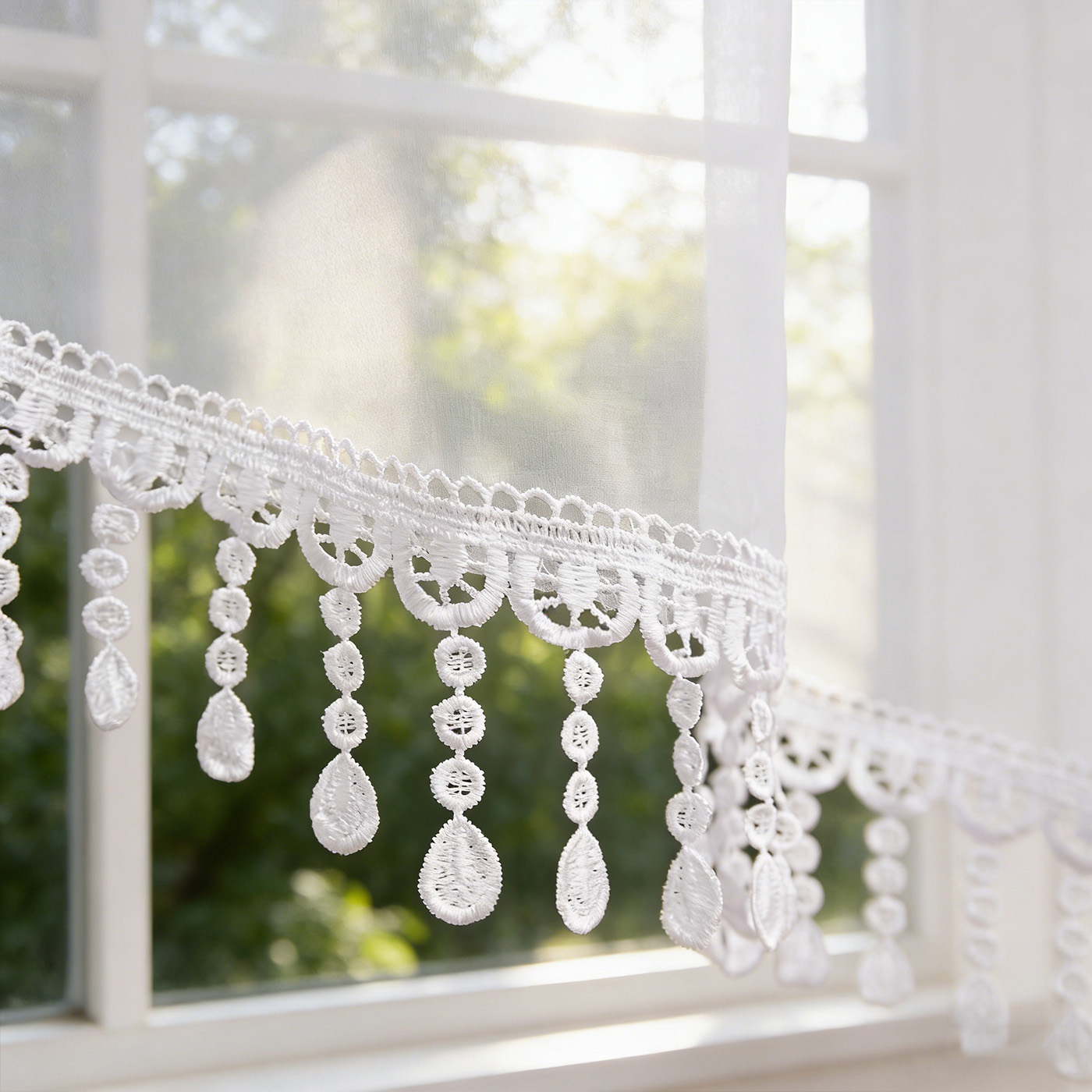 2PCS White Lace Beaded Tassel  - Home Office Kitchen 评论和价格