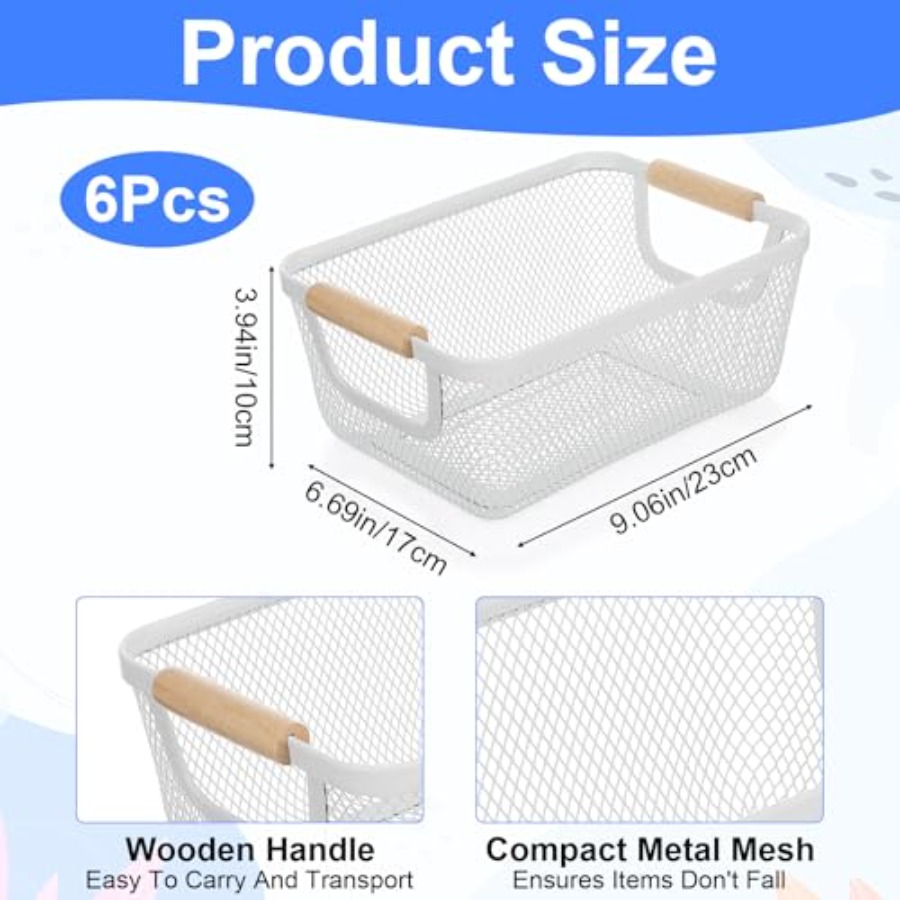 6 Pcs Metal Wire Basket with W - Home Office Kitchen 评论和价格