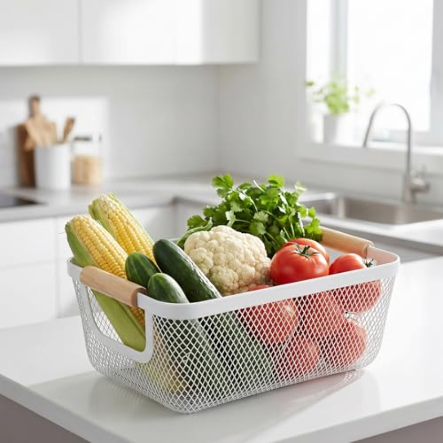 6 Pcs Metal Wire Basket with W - Home Office Kitchen 评论和价格