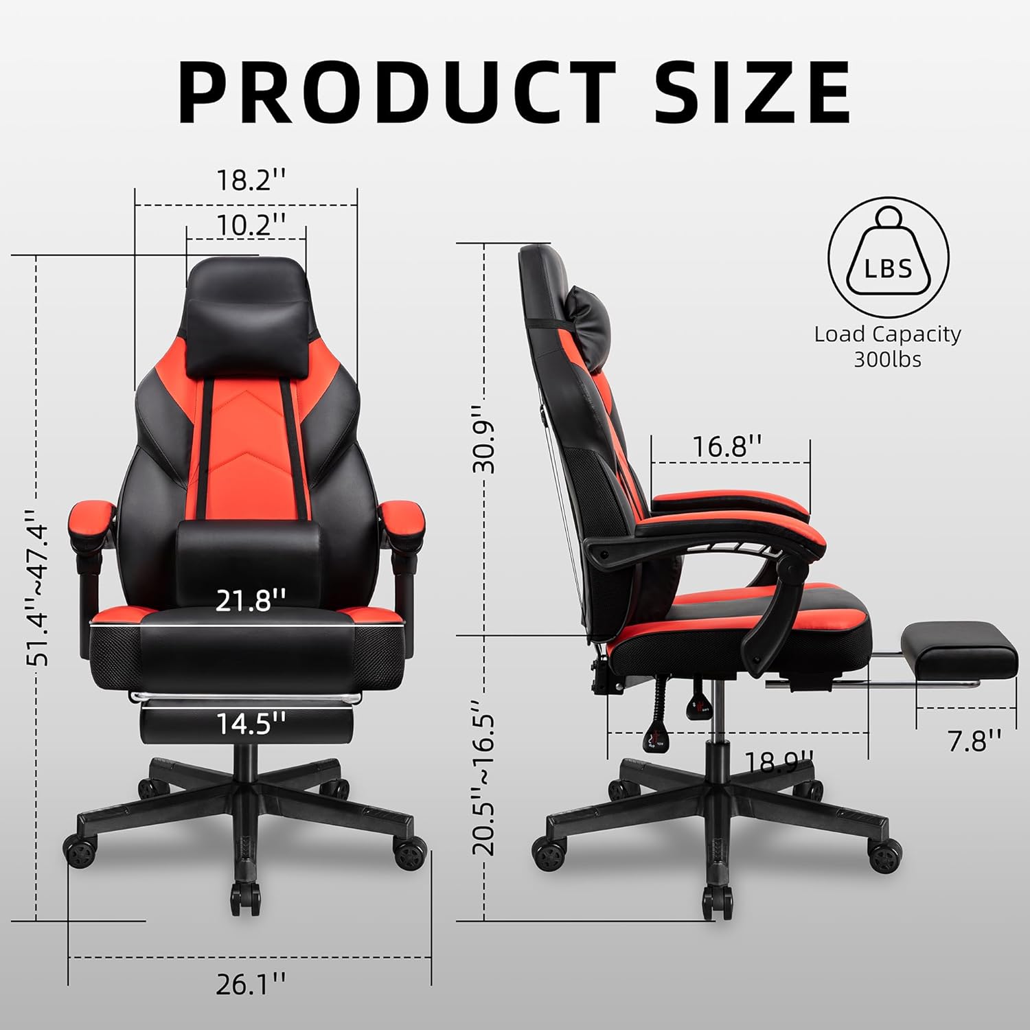 Gaming Chair with Footrest, Ma - Home Office Ergonomics 评论和价格
