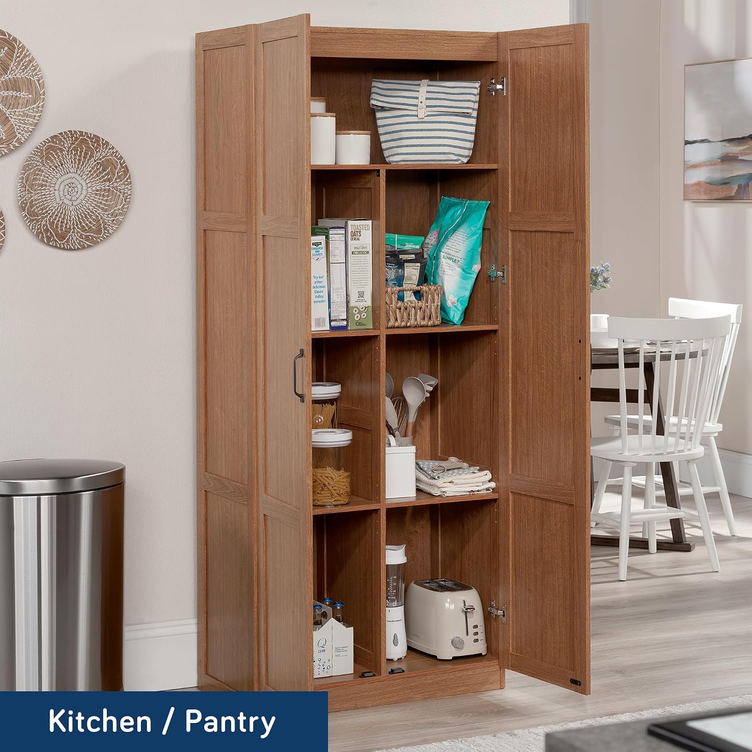 Tall Storage Cabinet, Freestan - Home Office Kitchen 评论和价格