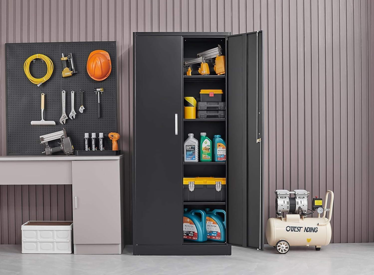 Metal Storage Cabinet With Adj - Home Office Kitchen 评论和价格