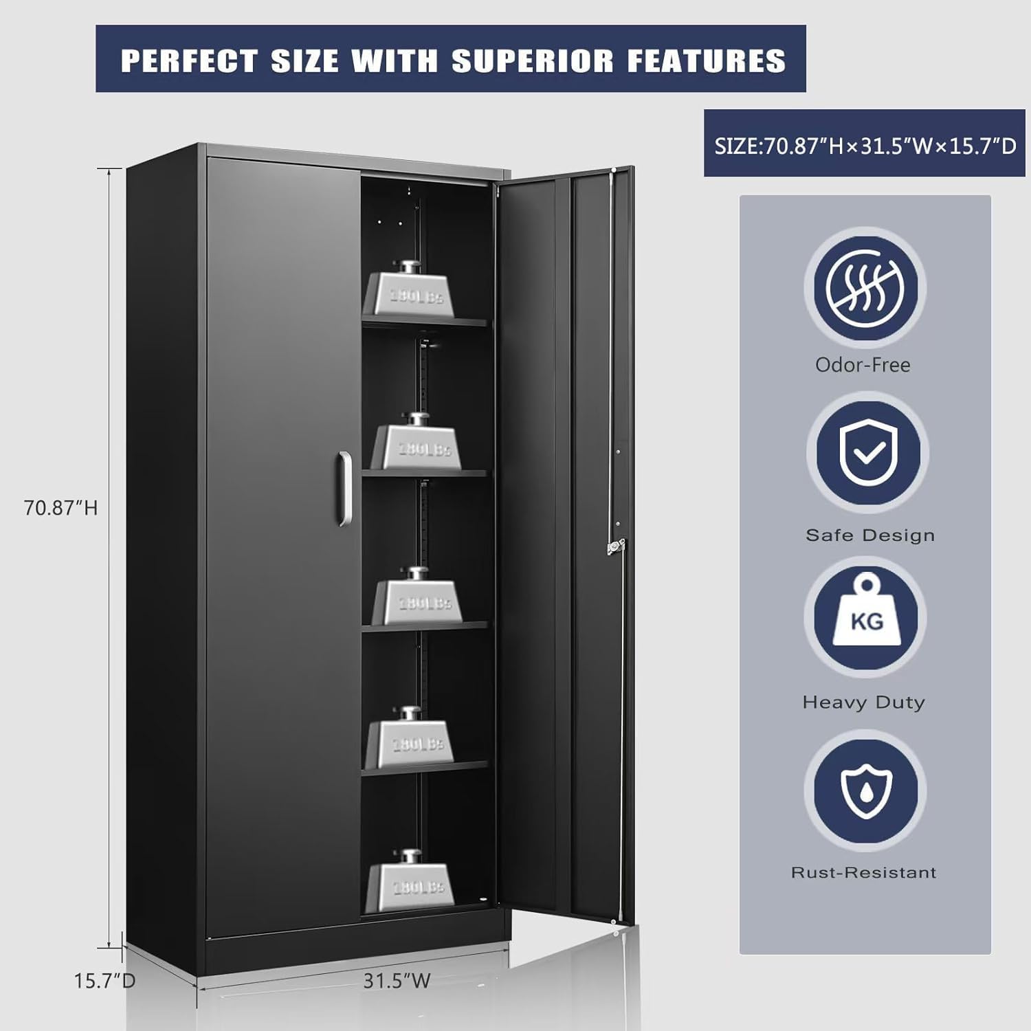 Metal Storage Cabinet With Adj - Home Office Kitchen 评论和价格