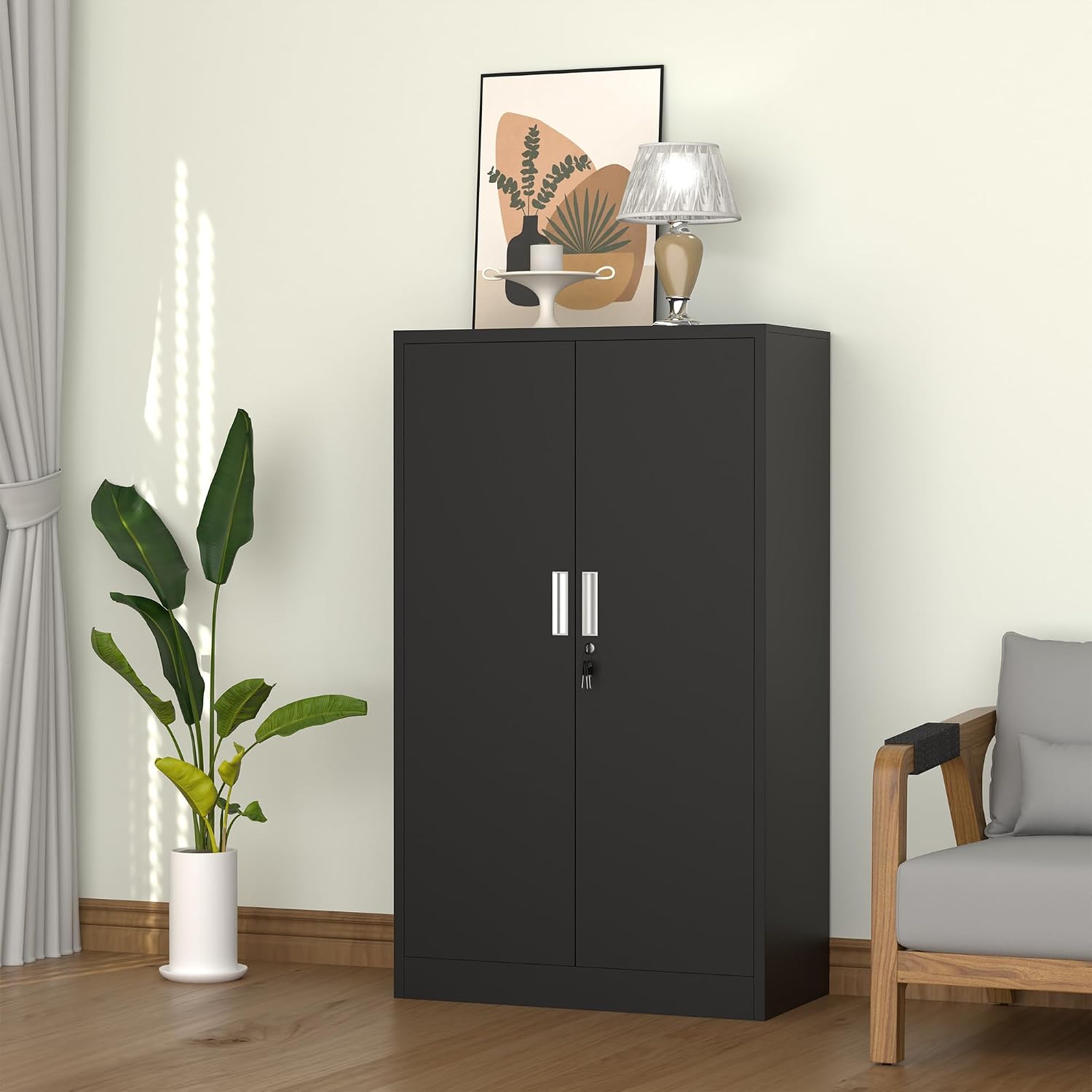 53.5 Inch Tall Metal Lockable  - Home Office Kitchen 评论和价格