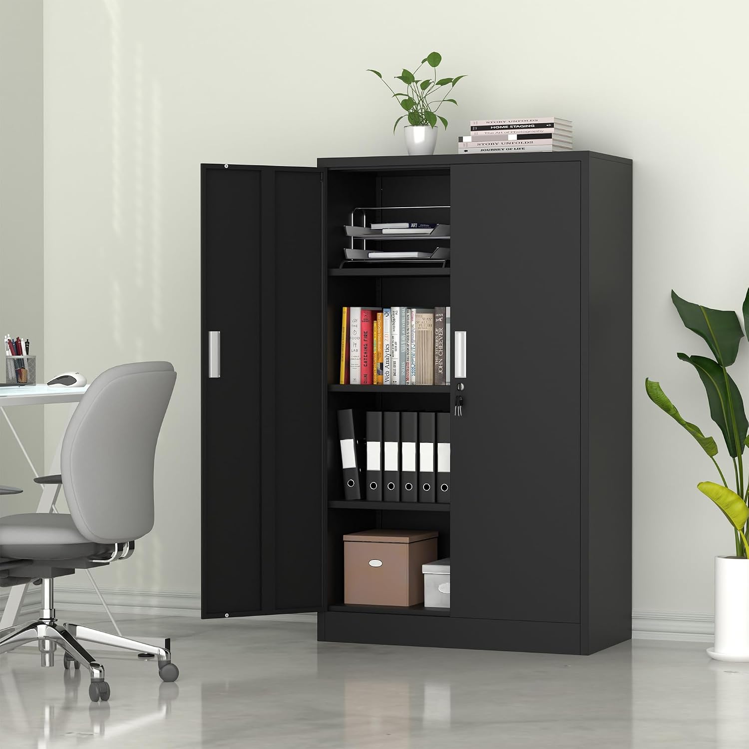 53.5 Inch Tall Metal Lockable  - Home Office Kitchen 评论和价格