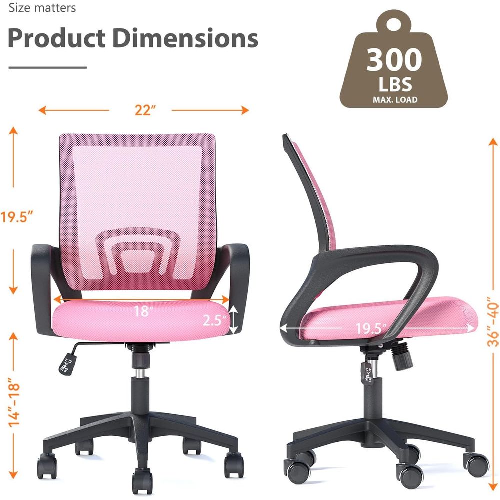 Pink Ergonomic Mesh Office Cha - Home Office Ergonomics 评论和价格
