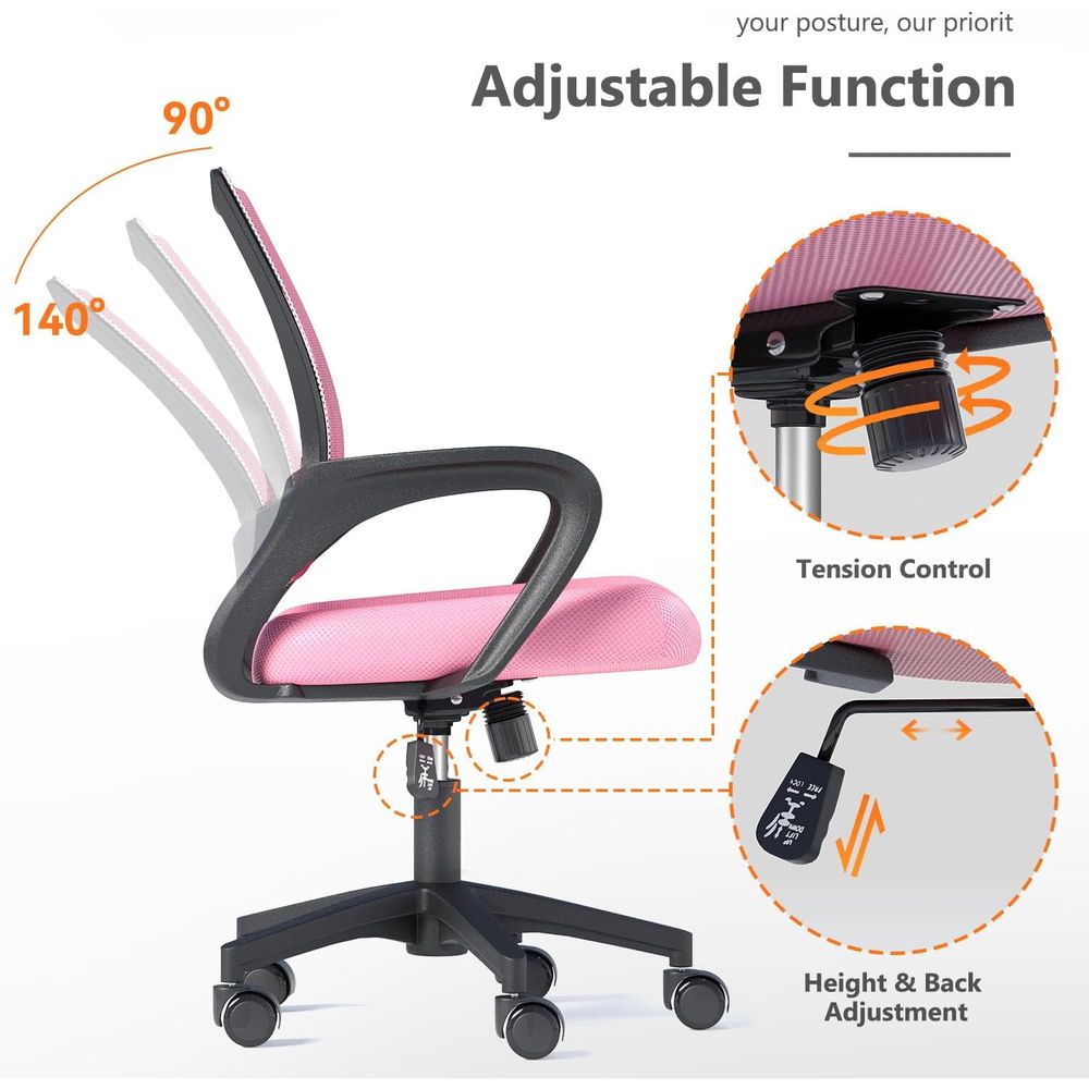 Pink Ergonomic Mesh Office Cha - Home Office Ergonomics 评论和价格